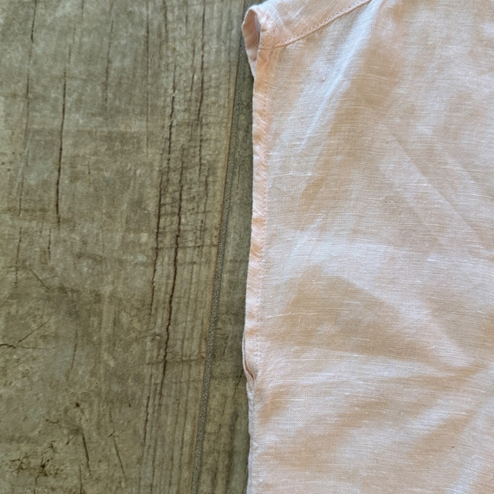 Jones New York JNY Pink 100% Linen Button Up Cap Sleeve V-Neck Blouse Top Size M - Picture 5 of 12